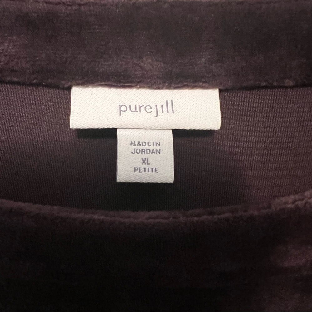 J Jill pure Jill  Velvety velour Top Rich Purple soft dropped shoulder size XL - Picture 2 of 7